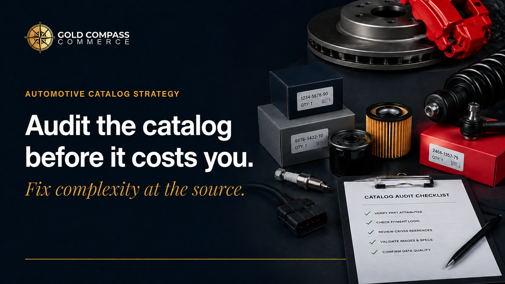 Gold Compass Commerce Amazon catalog audit checklist for automotive parts brands