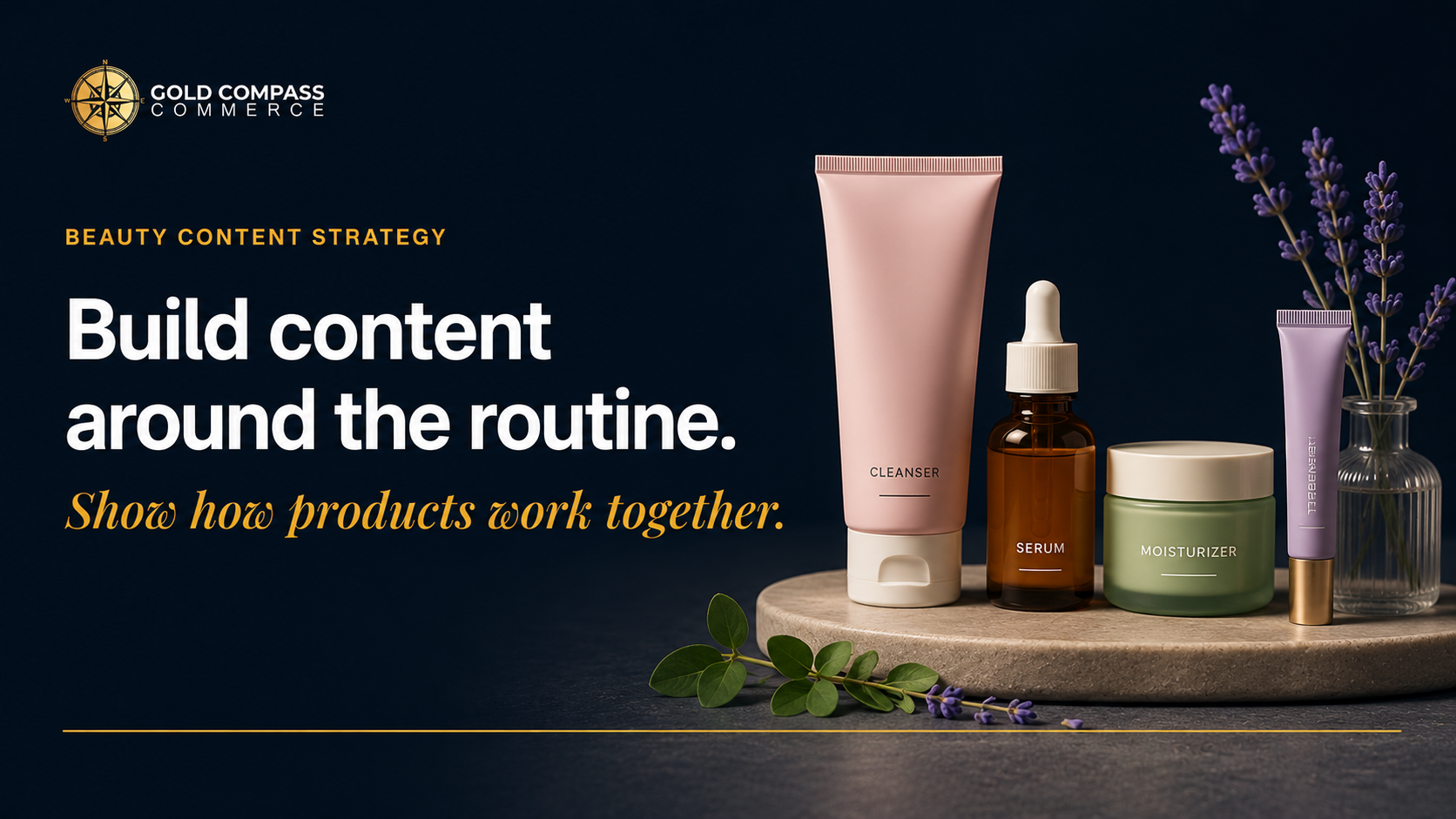 Gold Compass Commerce routine-led marketplace content strategy for beauty products