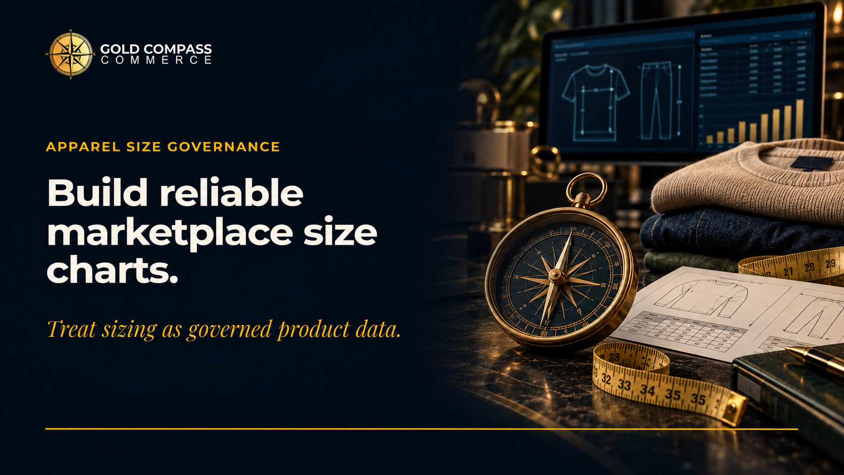Gold Compass Commerce insight on marketplace size chart governance for apparel brands